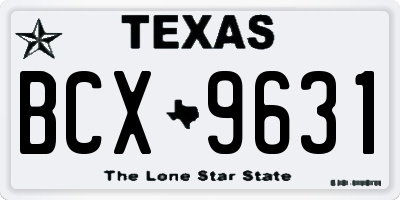 TX license plate BCX9631
