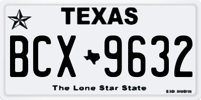 TX license plate BCX9632