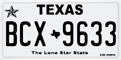 TX license plate BCX9633