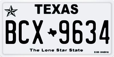 TX license plate BCX9634