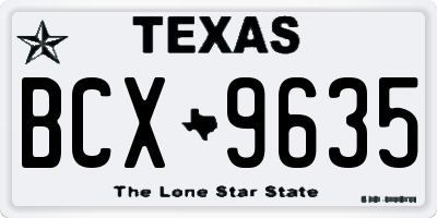 TX license plate BCX9635