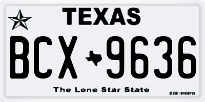 TX license plate BCX9636