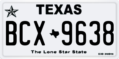 TX license plate BCX9638