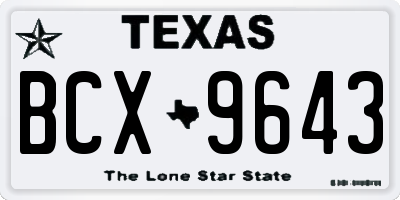 TX license plate BCX9643