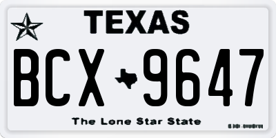 TX license plate BCX9647