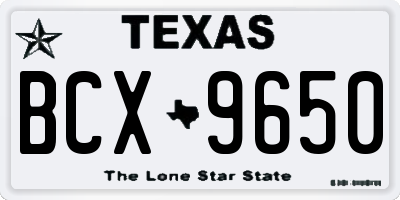 TX license plate BCX9650