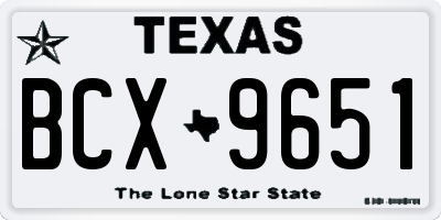 TX license plate BCX9651