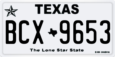 TX license plate BCX9653