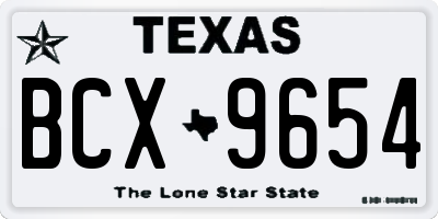 TX license plate BCX9654