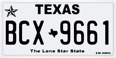 TX license plate BCX9661