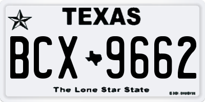 TX license plate BCX9662