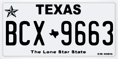 TX license plate BCX9663