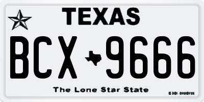 TX license plate BCX9666