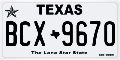 TX license plate BCX9670