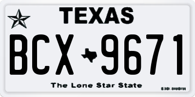 TX license plate BCX9671