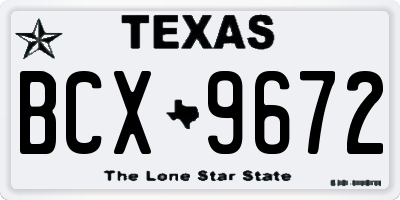 TX license plate BCX9672