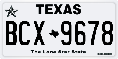 TX license plate BCX9678