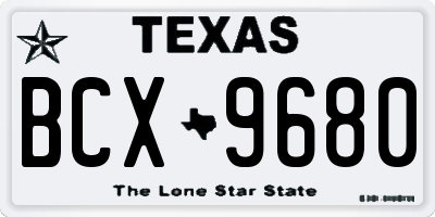 TX license plate BCX9680