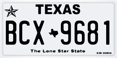 TX license plate BCX9681