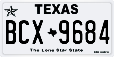 TX license plate BCX9684