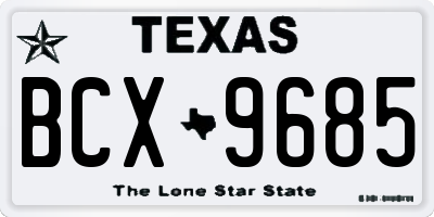 TX license plate BCX9685