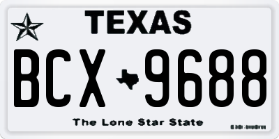 TX license plate BCX9688