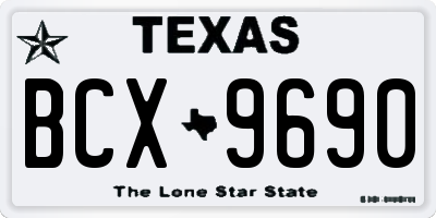 TX license plate BCX9690