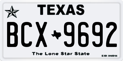 TX license plate BCX9692