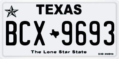 TX license plate BCX9693