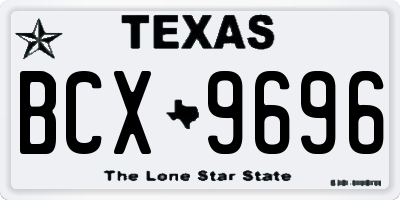 TX license plate BCX9696