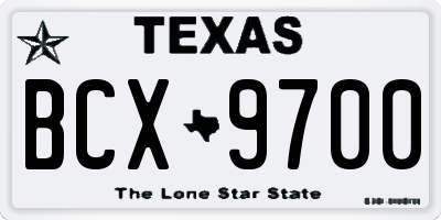 TX license plate BCX9700