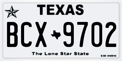 TX license plate BCX9702