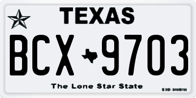 TX license plate BCX9703