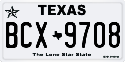 TX license plate BCX9708
