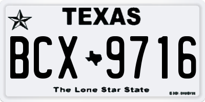 TX license plate BCX9716