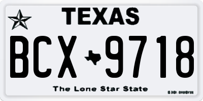 TX license plate BCX9718