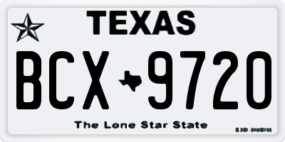 TX license plate BCX9720
