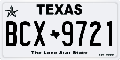 TX license plate BCX9721