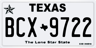 TX license plate BCX9722