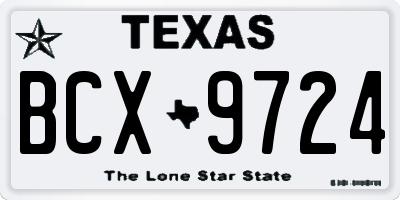 TX license plate BCX9724