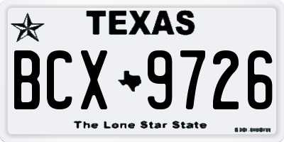 TX license plate BCX9726