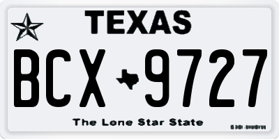 TX license plate BCX9727