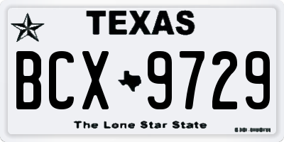 TX license plate BCX9729