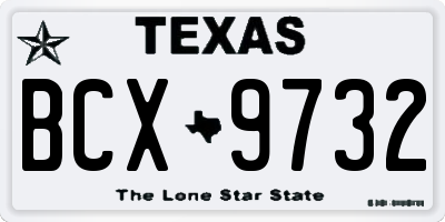 TX license plate BCX9732