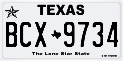 TX license plate BCX9734