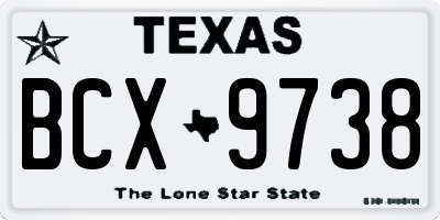 TX license plate BCX9738