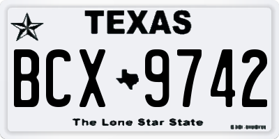 TX license plate BCX9742