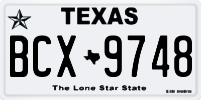 TX license plate BCX9748