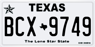 TX license plate BCX9749