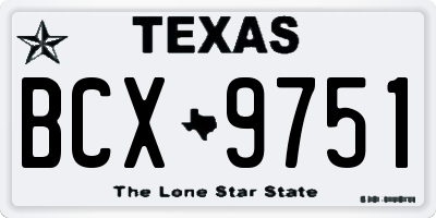 TX license plate BCX9751